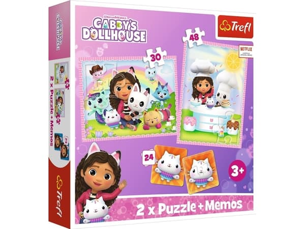 Trefl 2-i-1 puslespillmemoer Gabi med kattevennen hennes Gabbys Dollhouse