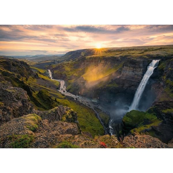 Ravensburger-1000p-pussel-Haifoss-vattenfallet, Island (höjdpunkter)-Vuxna och barn-Åldrar 14-Premium-kvalitetspussel-12000110