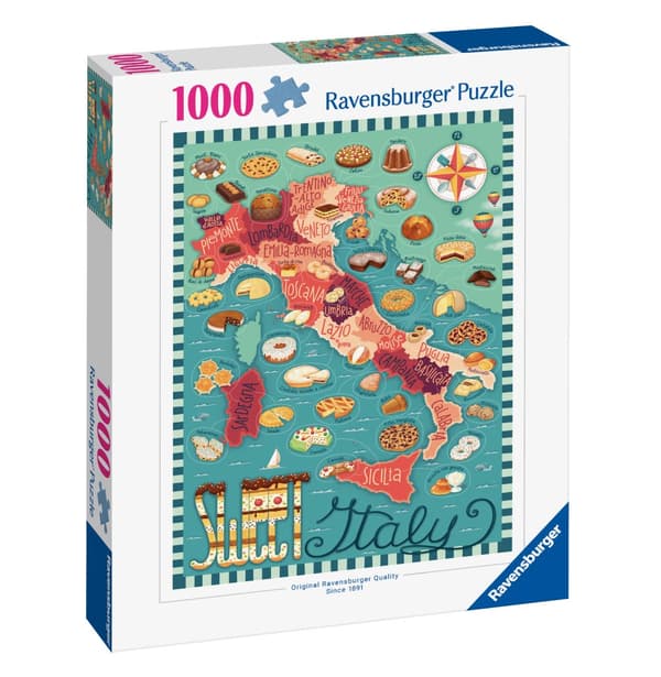 Kart over Italia - søtt Puslespill 1000 brikker, Ravensburger