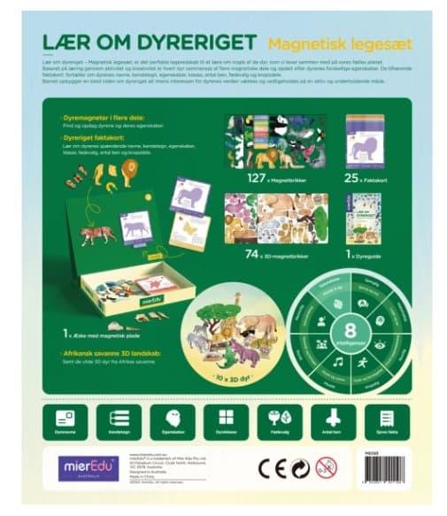 Kreativt magnetisk legesæt fra mierEdu - Dyreriget (Dansk)