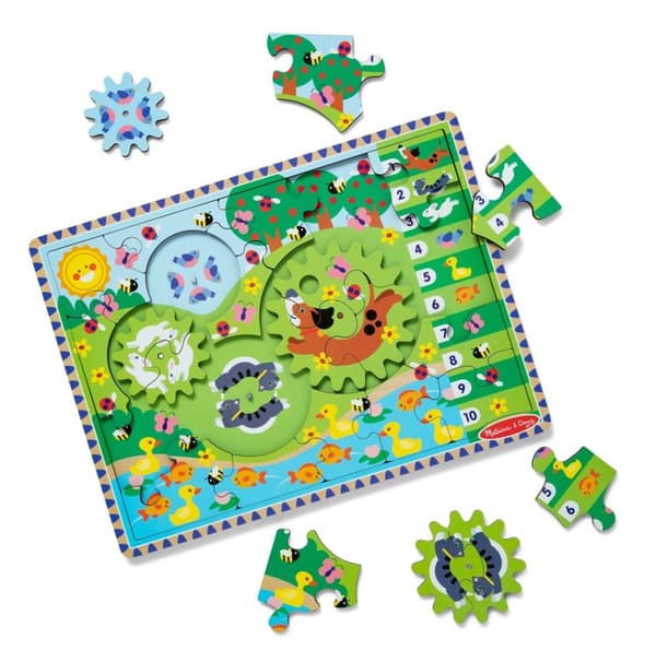 Melissa & Doug Tandhjulspuslespil i træ Animal Chase I-Spy