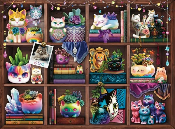 Puslespill Cubby Cats and Succulents 500 brikker, Ravensburger