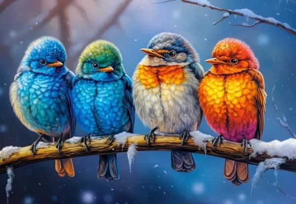 Smarton Puzzle 1500 palaa Linnut yhdessä lämmitin