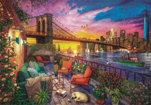 Clementoni 3000 stk Højkvalitets kollektion Manhattan Balkon Solnedgang