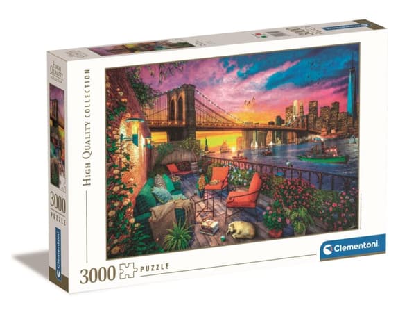 Clementoni 3000 stk Højkvalitets kollektion Manhattan Balkon Solnedgang