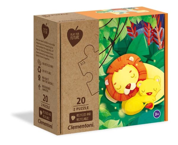 Clementoni 2x20 puslespil til børn bundet sammen (100 % genbrug)