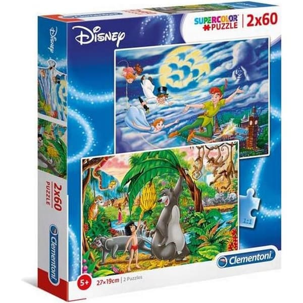 Pussel 2x60 Bitar - Peter Pan och Djungelboken