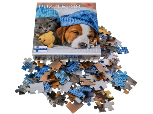 Tactic Puzzle Lovers Cute Kitten and Sleepy Dog 100 pcs puzzle