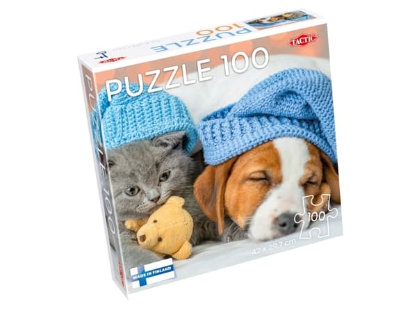 Tactic Puzzle Lovers Cute Kitten and Sleepy Dog 100 pcs puzzle