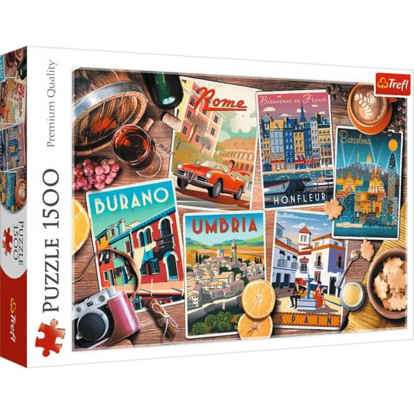 Trefl Puzzle 1500 – Traveling around the Europe palapeli, 1500 palaa