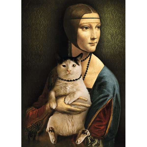 Trefl Puzzle 1000 – Dame med en kat puslespil, 1000 brikker