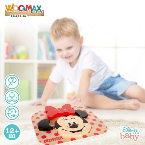 Barnpussel i trä Disney Minnie Mouse + 12 månader 6 Delar (12 antal)