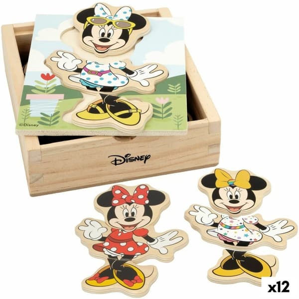 Barnpussel i trä Disney + 2 år 19 Delar (12 antal)