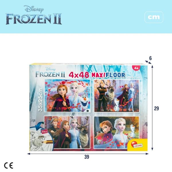 Barnpussel Frozen Dubbelsidig 4-i-1 48 Delar 35 x 1,5 x 25 cm (6 antal)