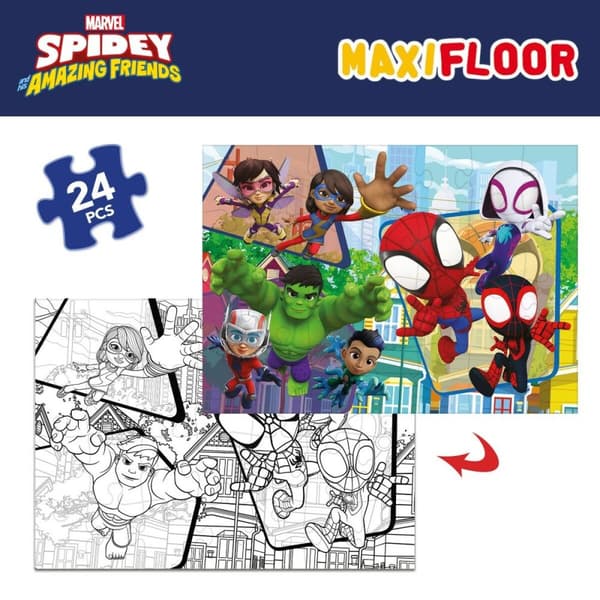 Børne Puslespil Spidey Dobbeltsidet 24 Dele 70 x 1,5 x 50 cm (6 enheder)