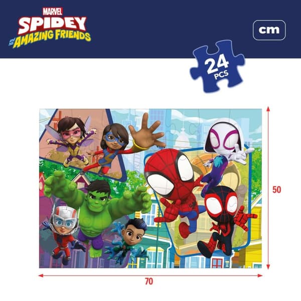 Børne Puslespil Spidey Dobbeltsidet 24 Dele 70 x 1,5 x 50 cm (6 enheder)