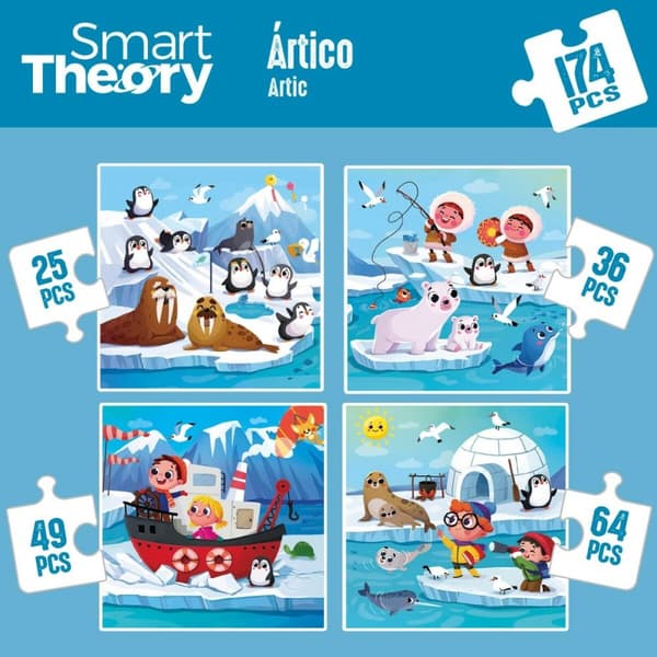 Børne Puslespil Colorbaby Artic 4-i-1 174 Dele 136 x 34 cm (6 enheder)