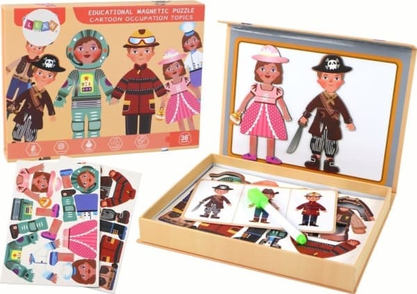 LeanToys magneettinen palapeli, jossa on sarjakuvahahmojen motiivi