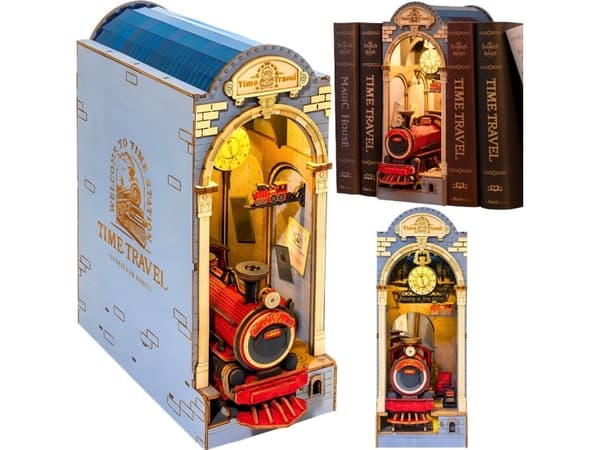 Robotime ROBOTIME ROBOTIME kokoontaitettava 3D LED puinen malli - Book Nook aikamatkailu