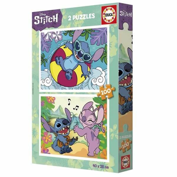 Sæt med 2 Puslespil Stitch 100 Dele