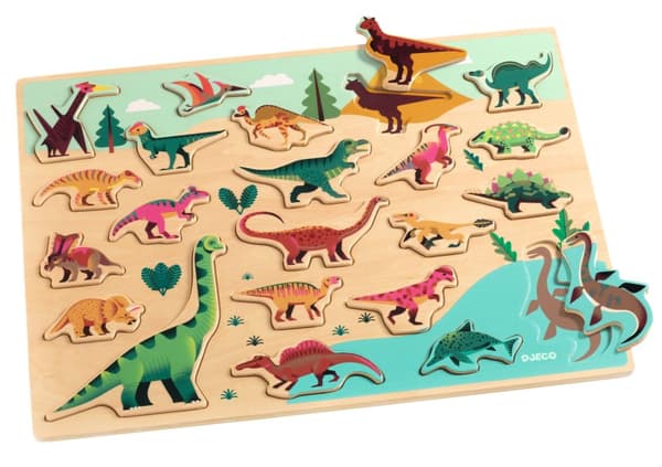 Träpussel Dino 22 Bitar med Motiv av Dinoaurier, Djeco