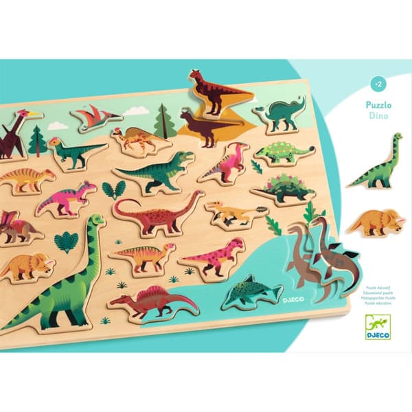 Träpussel Dino 22 Bitar med Motiv av Dinoaurier, Djeco