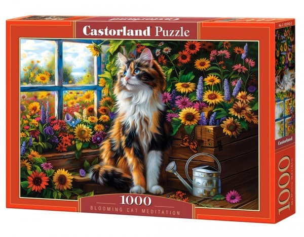 Castor Puzzle 1000 biter Katt blant blomster