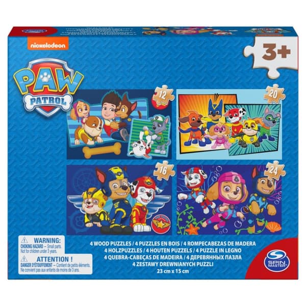 Paw Patrol Skolåda 4 träpussel 12-16-20-24 bitar
