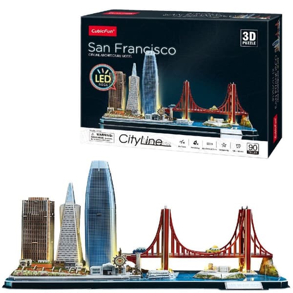 Cubic Fun 3D puslespil City Line San Francisco + LED-belysning 90 brikker