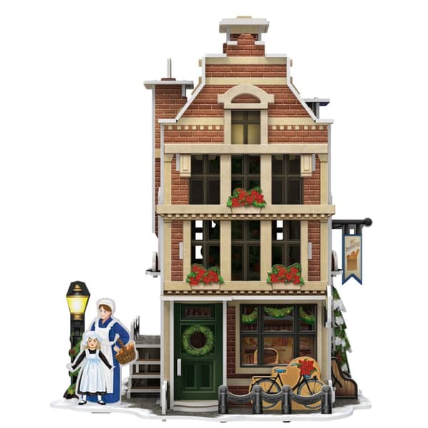 Cubic Fun 3D-puslespil Hollandsk hus vinterbageri + lys 65 stykker