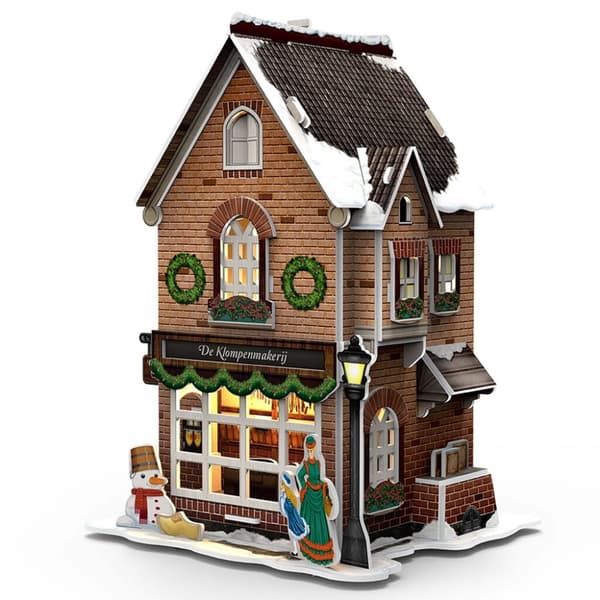 Cubic Fun 3D puslespil Dutch House Winter Clog Factory + Light 53 brikker