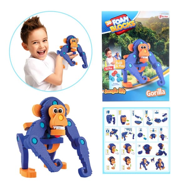Toi Toys Craft Puzzle Monkey Junior 25,8 Cm Blå 59 stykker