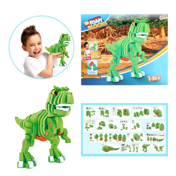 Toi-Toys Craft Puzzle Dinosaur 25,8 Cm Grøn 104 stykker