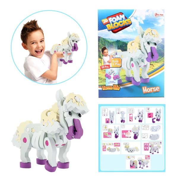 Toi-Toys 3D-puslespilskonstruktion Skumhest gør-det-selv-sæt S