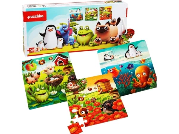 Cubika 3in1 FAVOURITE ANIMALS palapelit 3 värikuvaa