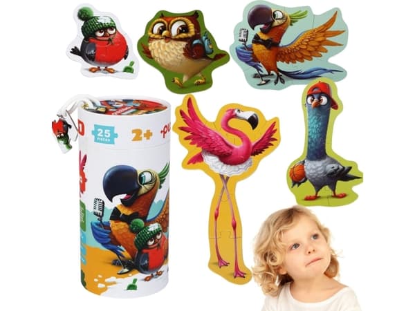 Cubika PUZZLE 5in1 BIRDS 20 ELEMENTS ANIMAL PUDDLE BOX MED HANDTAG