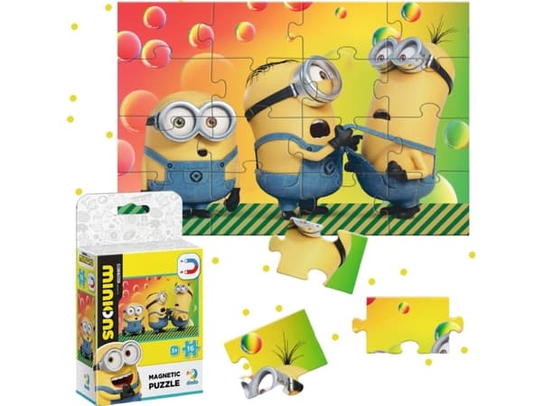 MAGNETISK PUSSEL "MINIONS" 16 STUKKER FARGERIKT PUSSEL FOR BARN