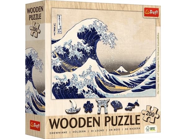 Trefl trepuslespill 200 deler Den store bølgen i Kanagawa av Hokusai Katsushika