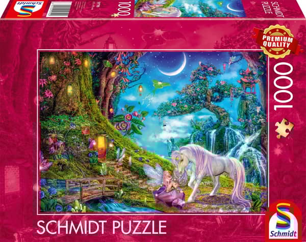 Puslespill Unicorn and elf among the tall timbers 1000 brikker, Schmidt