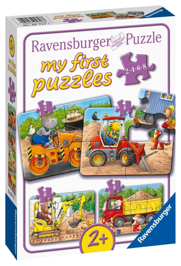 Construction Site Animals Pussel 2/4/6/8 bitar, Ravensburger