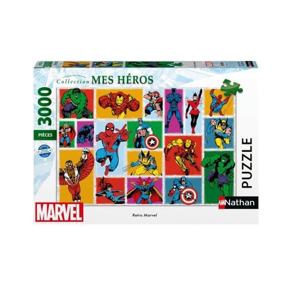 3000 bitars retro Marvel-pussel, vuxna och barn från 14 år, premiumkvalitetspussel, My Heroes Collection, 12001549, Nathan