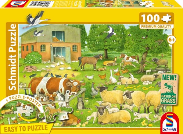 Pussel Djurfamiljer på farmen 100 bitar Schmidt