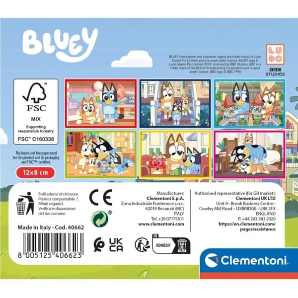 Bluey Pussel 6-bitar kuber Clementoni