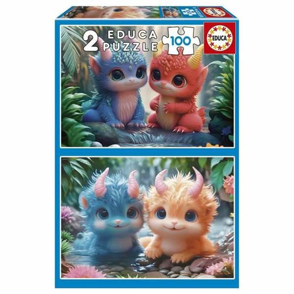 Puslespil Educa Adorable Monsters 100 Dele (2 enheder)