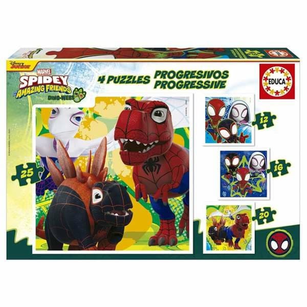 Sæt med 4 Puslespil Educa Dino Spidey (4 enheder)