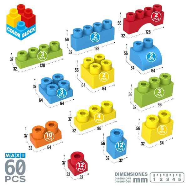 Byggklossar Color Block 60 Delar