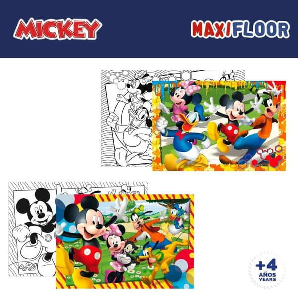 Sæt med 4 Puslespil Mickey Mouse 35 x 1,5 x 25 cm 48 Dele (6 enheder)