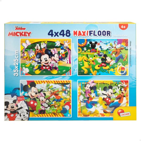 Sæt med 4 Puslespil Mickey Mouse 35 x 1,5 x 25 cm 48 Dele (6 enheder)