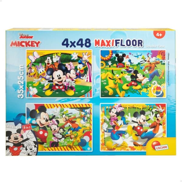 Sæt med 4 Puslespil Mickey Mouse 35 x 1,5 x 25 cm 48 Dele (6 enheder)