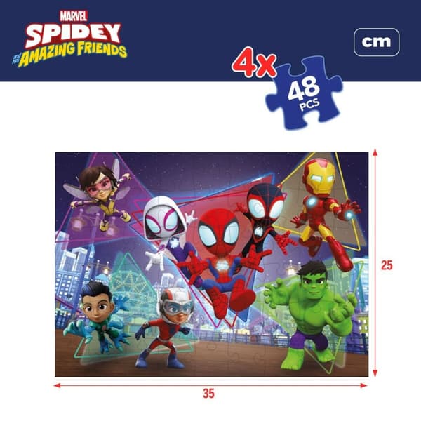Set 4 pussel Spidey 35 x 1,5 x 25 cm 48 Delar (6 antal)